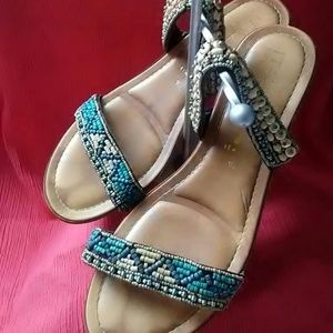 Italian Shoemakers. Beaded wedge sandals